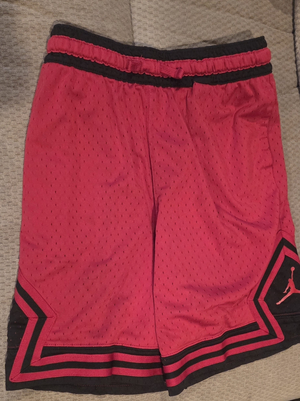 Jordan Red Mesh Athletic Shorts with Black Trim Youth Large